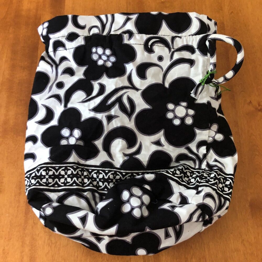 Vera Bradley Ditty Bag Night & Day Floral Black White Gym Pool Travel Beach - Picture 3 of 5